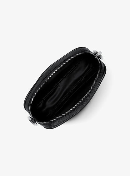 Jet Set Large Pebbled Leather Camera Crossbody Bag Black Black