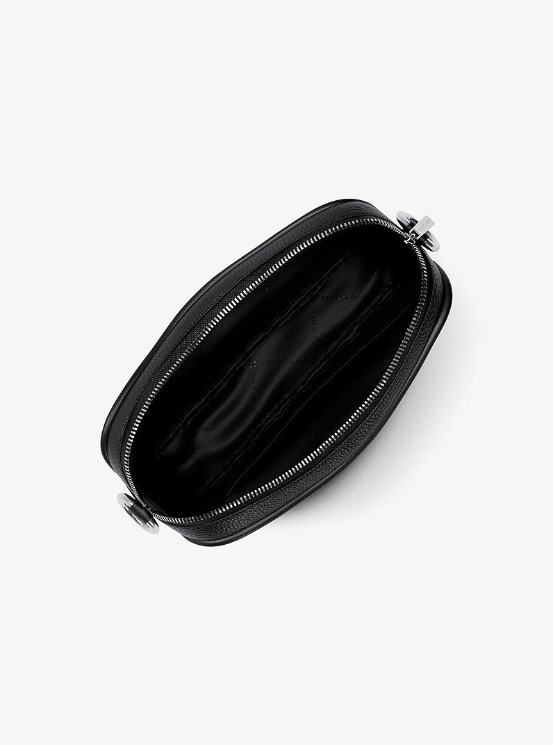Jet Set Large Pebbled Leather Camera Crossbody Bag Black Black