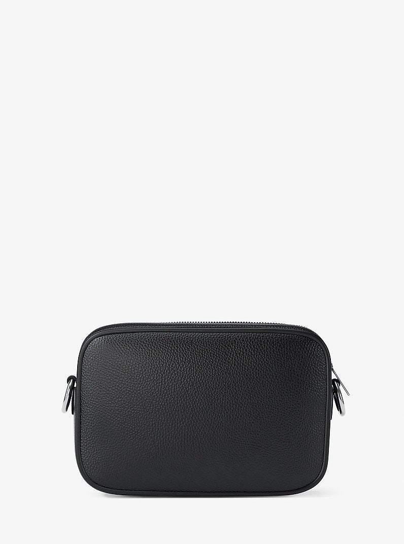 Jet Set Large Pebbled Leather Camera Crossbody Bag Black Black