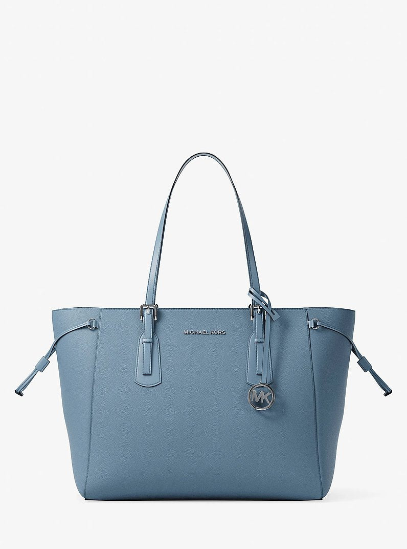 Voyager Large Saffiano Leather Tote Bag Denim Denim