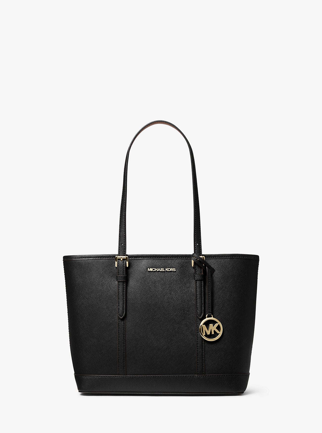Jet Set Travel Small Saffiano Leather Top-Zip Tote Bag Black Black