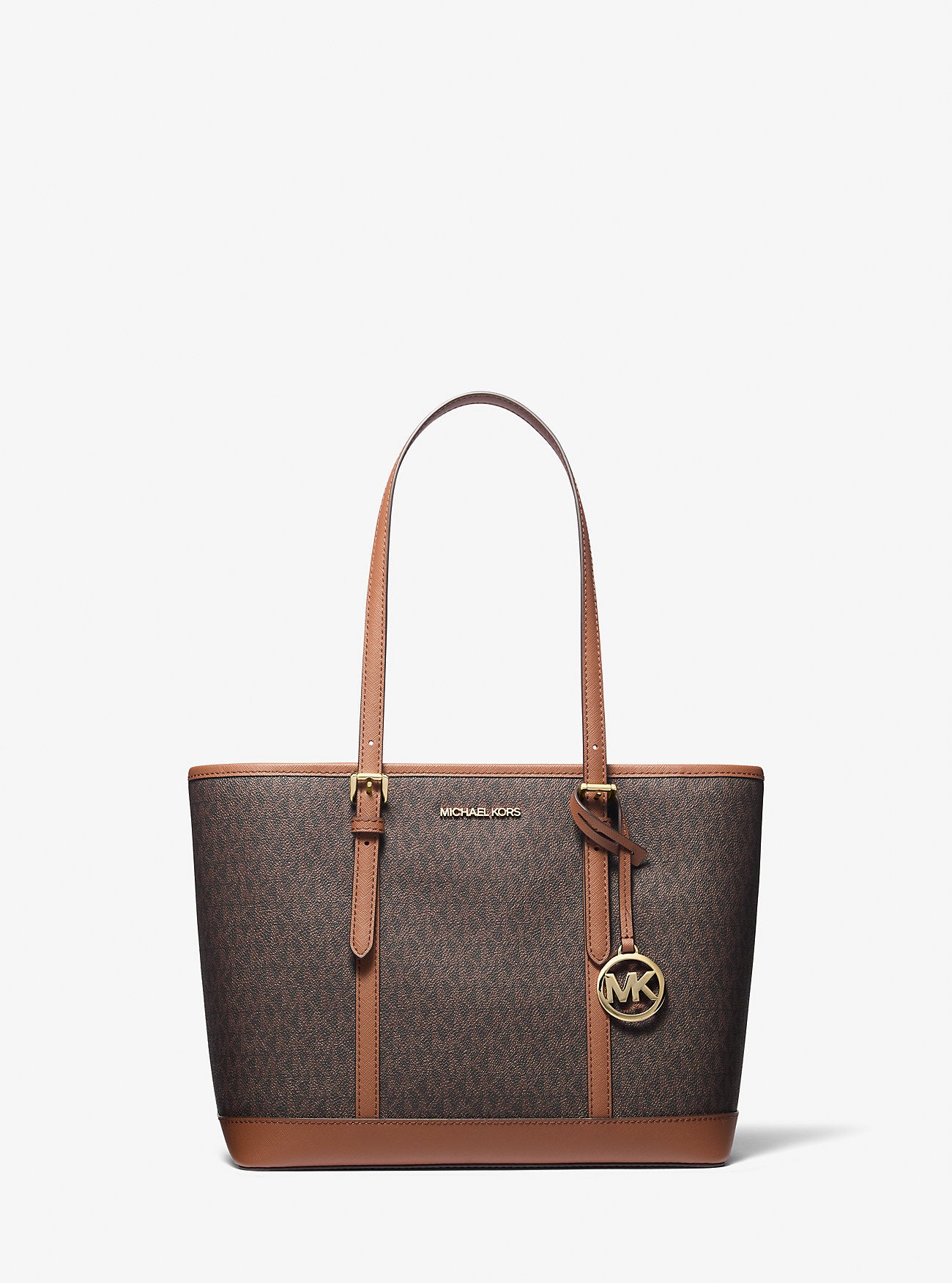 Jet Set Travel Small Logo Top-Zip Tote Bag Brown Brown