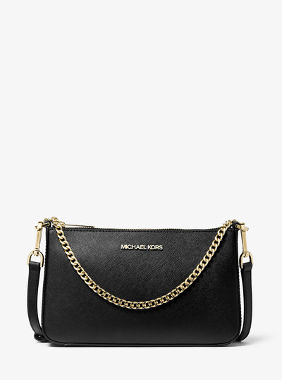Jet Set Medium Saffiano Leather Crossbody Bag Black Black