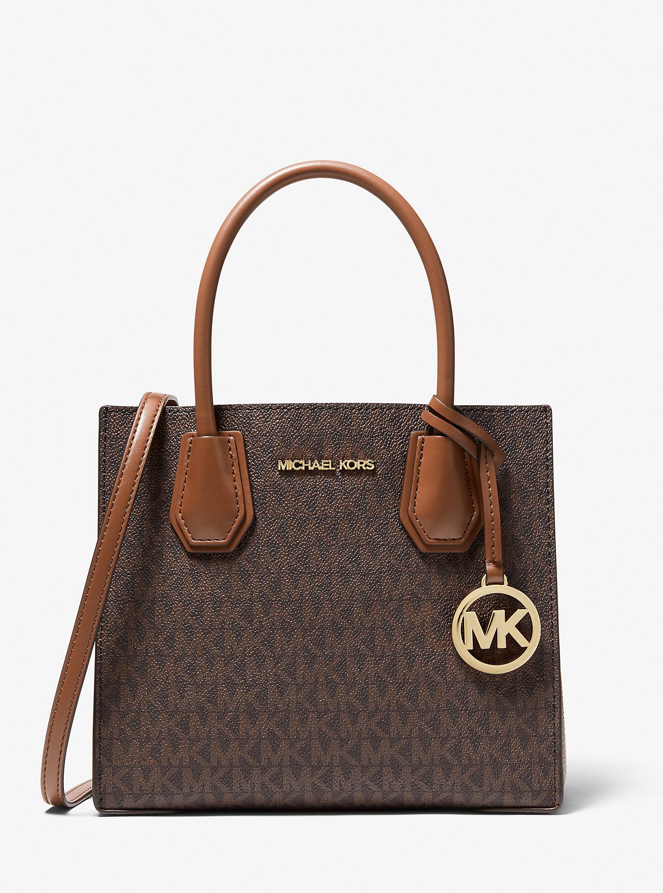 Mercer Medium Logo and Leather Accordion Crossbody Bag Brown Brown
