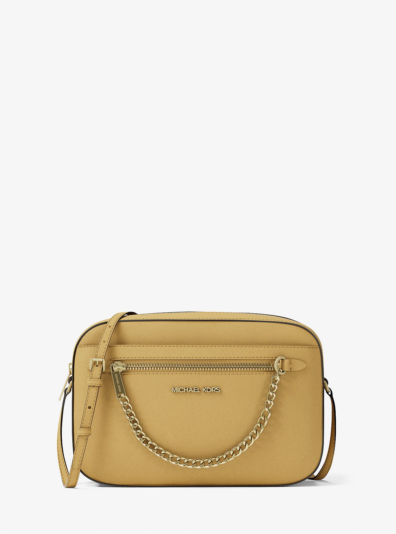 Jet Set Large Saffiano Leather Crossbody Bag Honey Honey