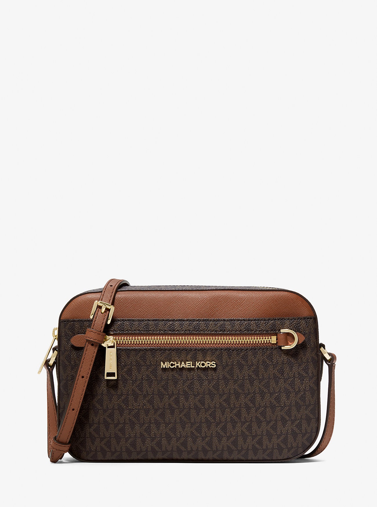 Jet Set Large Logo Crossbody Bag Brown Brown