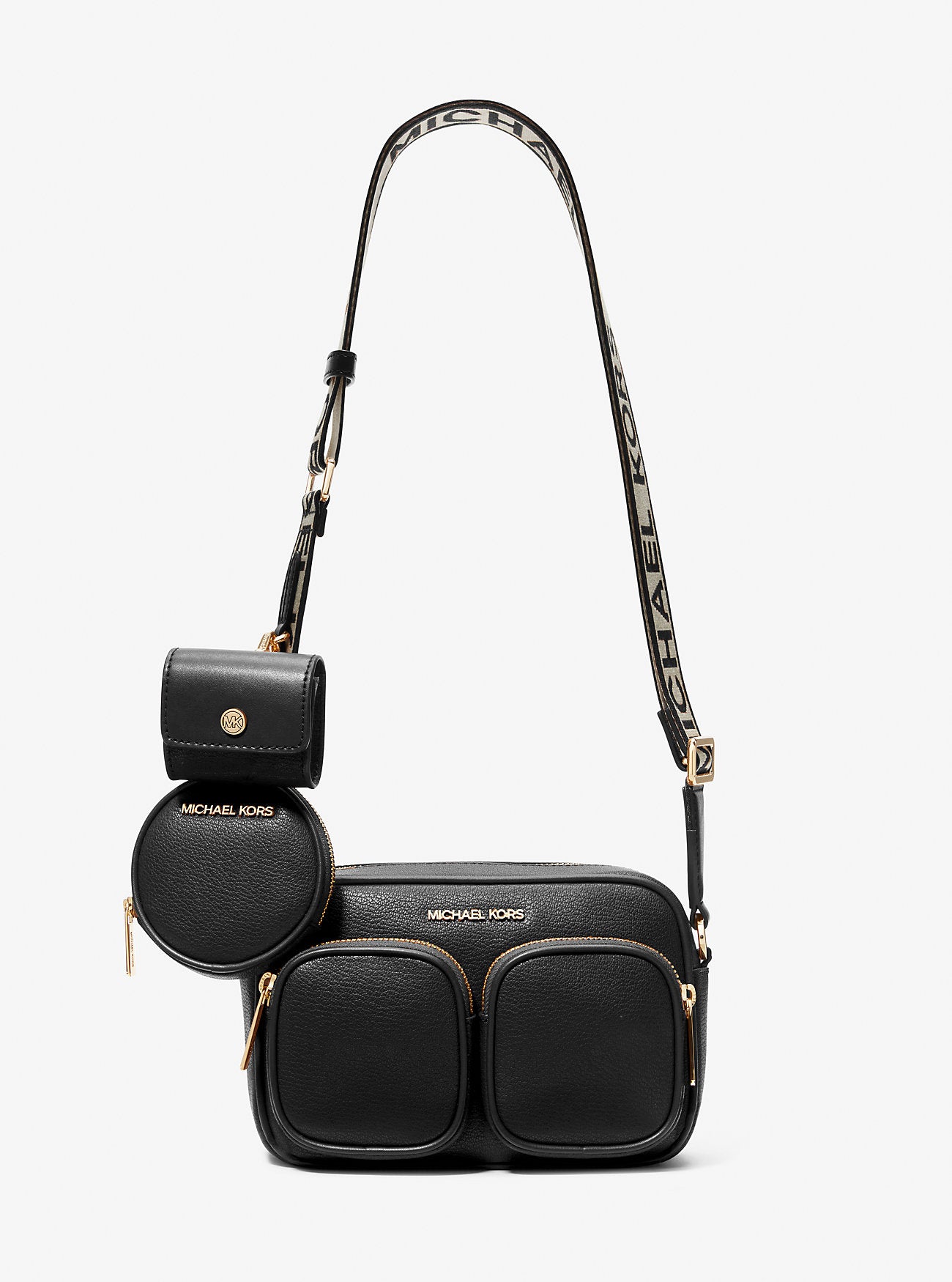 Jet Set Medium Leather Crossbody Bag with Case for Apple Airpods Pro® Black Black