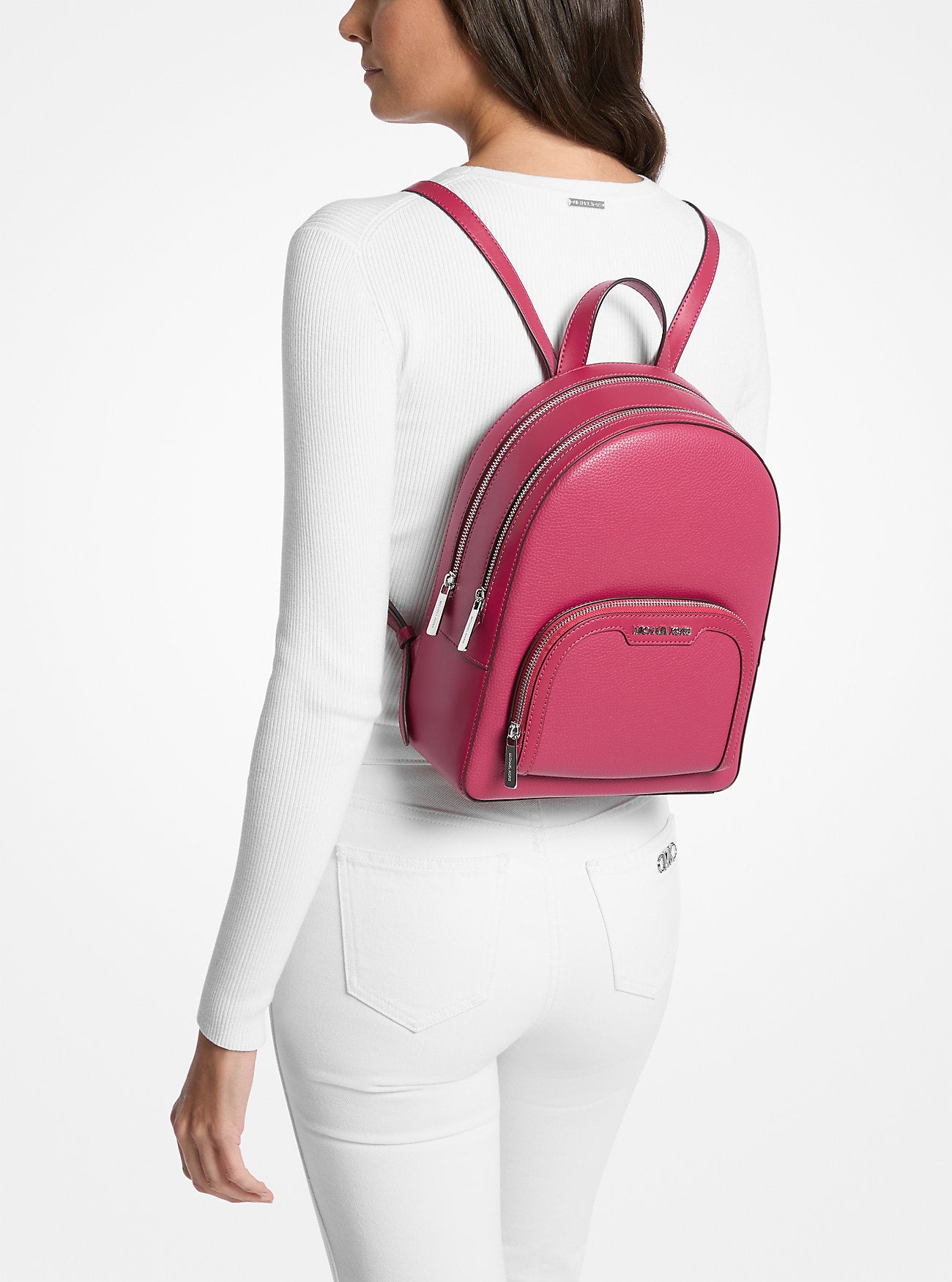 Jaycee Medium Pebbled Leather Backpack Dk Raspberry Dk Raspberry
