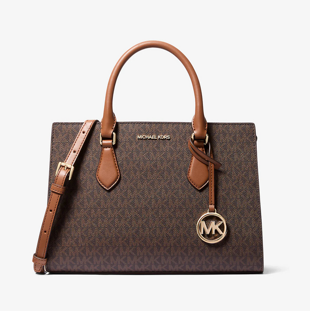 Michael Kors Sheila Medium Logo Satchel Brown