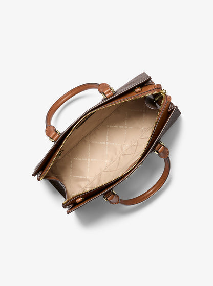 Sheila Medium Logo Satchel Brown Brown