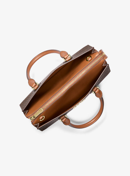 Sheila Medium Logo Satchel Brown Brown