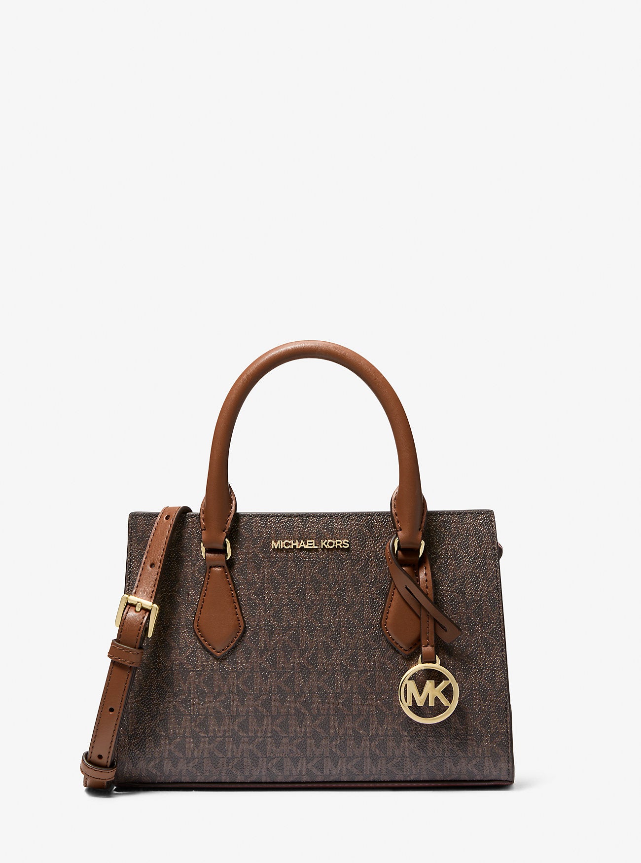 Sheila Small Signature Logo Satchel Brown Brown
