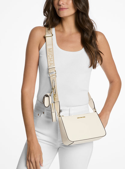 Jet Set Saffiano Leather Crossbody Bag with Case for Apple Airpods Pro Lt Cream Lt Cream