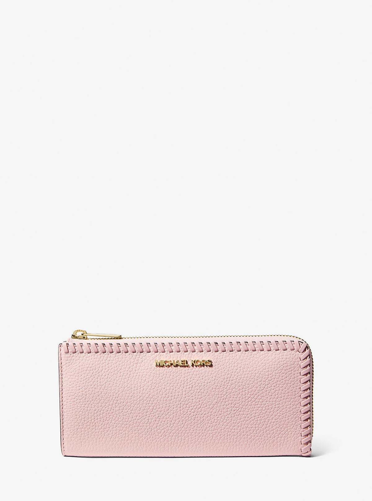 Jet Set Travel Large Pebbled Leather Quarter-Zip Wallet Powder Blush Powder Blush