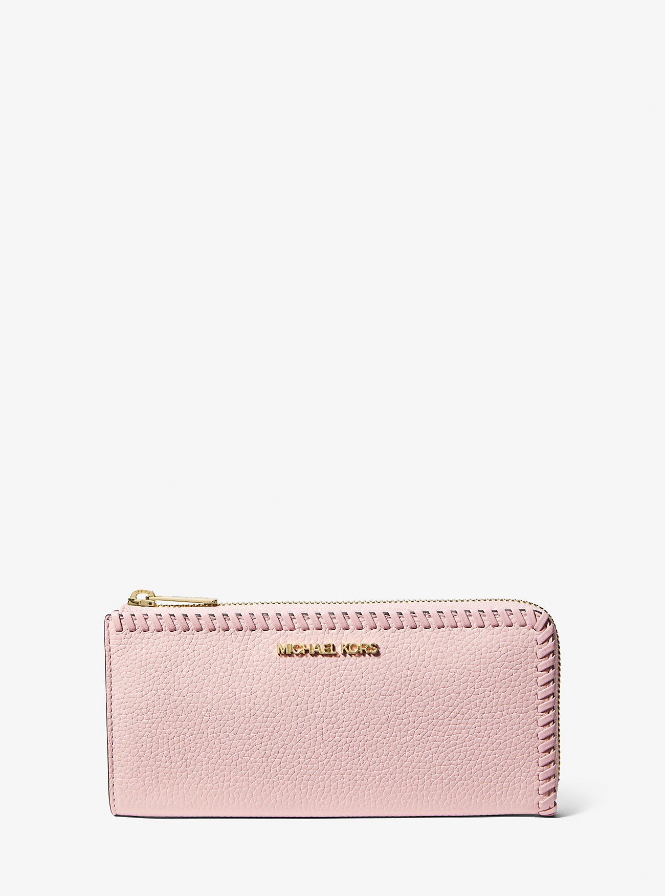 Jet Set Travel Large Pebbled Leather Quarter-Zip Wallet Powder Blush Powder Blush