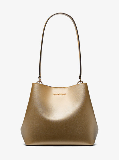 Pratt Medium Metallic Shoulder Bag Pale Gold Pale Gold