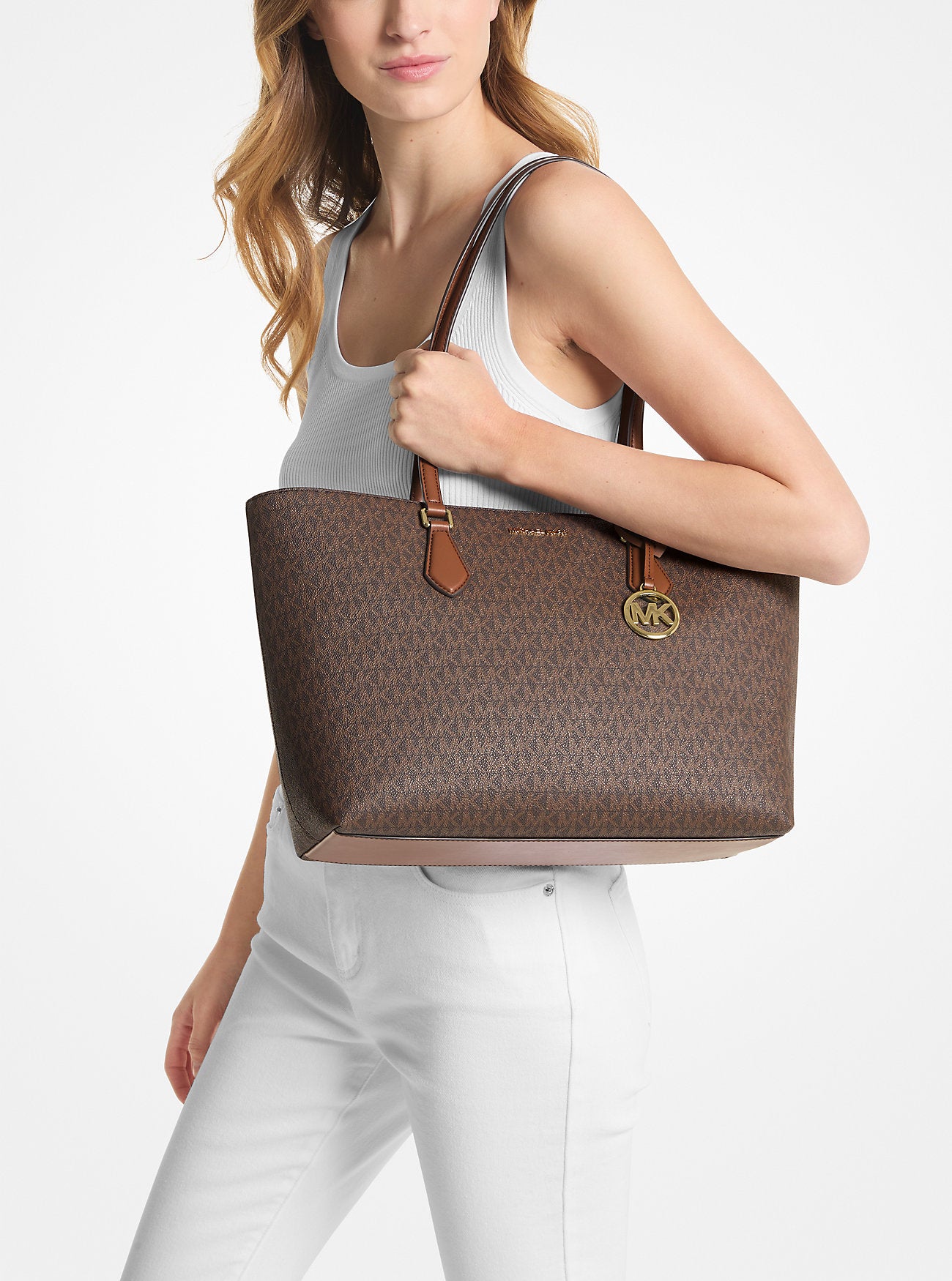 Sheila Large Signature Logo Tote Bag Brown Brown