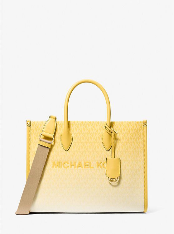 Micheal Kors Mirella Medium Ombr Logo Tote Bag Red Clay