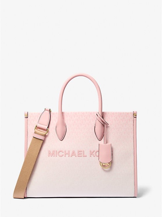Micheal Kors Mirella Medium Ombr Logo Tote Bag Powder Blush