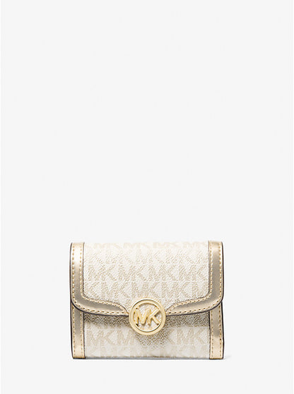 Leida Medium Metallic Signature Logo Wallet 