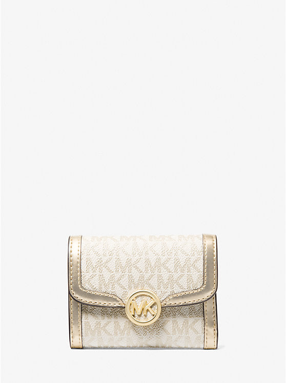 Leida Medium Metallic Signature Logo Wallet 