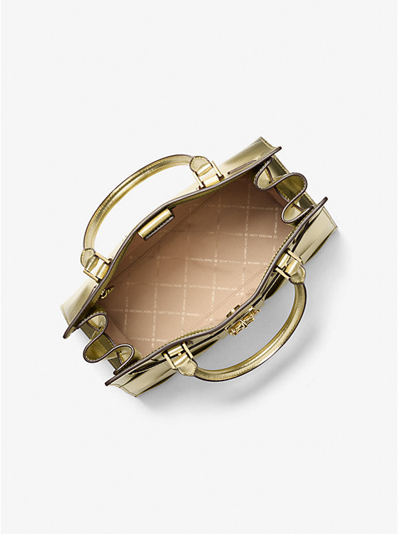 Hamilton Medium Metallic Satchel Pale Gold