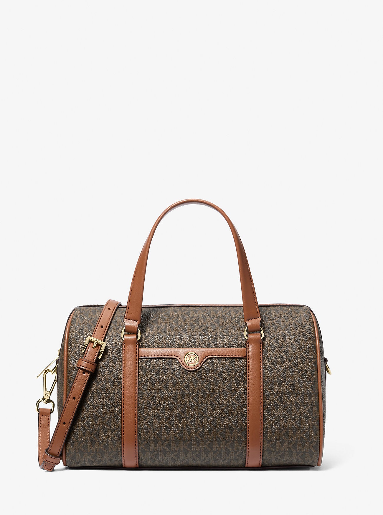 Jet Set Travel Medium Signature Logo Duffel Crossbody Bag Brown Brown