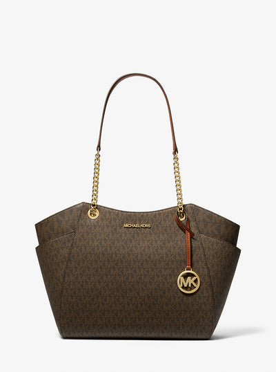 Jet Set Large Signature Logo Shoulder Bag Brown Brown