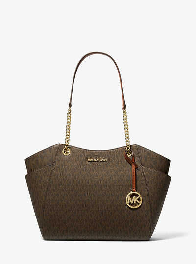 Jet Set Large Signature Logo Shoulder Bag Brown Brown