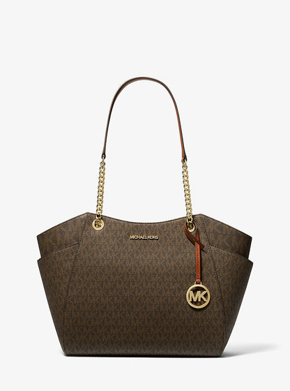 Jet Set Large Signature Logo Shoulder Bag Brown Brown