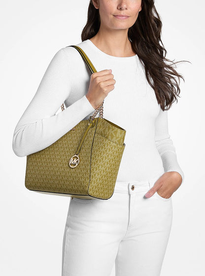 Jet Set Large Signature Logo Shoulder Bag Oregano Oregano
