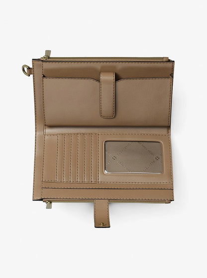 Jet Set Large Signature Logo Wristlet Camel Camel
