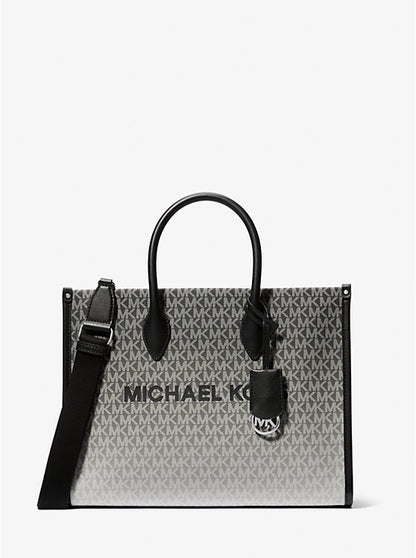 Micheal Kors Mirella Medium Ombr Logo Tote Bag Black