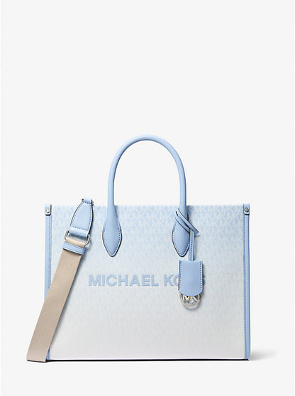 Micheal Kors Mirella Medium Ombr Logo Tote Bag Light Sky