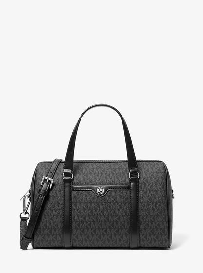 Jet Set Travel Medium Signature Logo Satchel Black Black