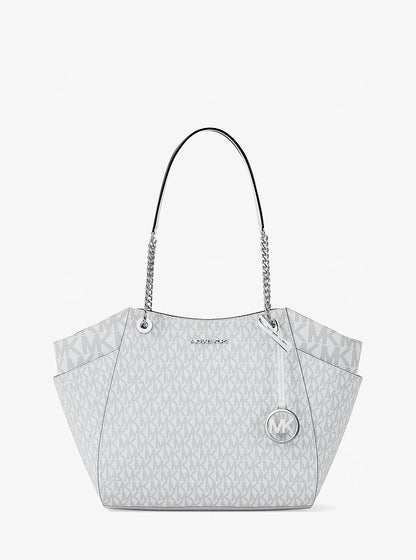 Jet Set Large Signature Logo Shoulder Bag Optic White Optic White