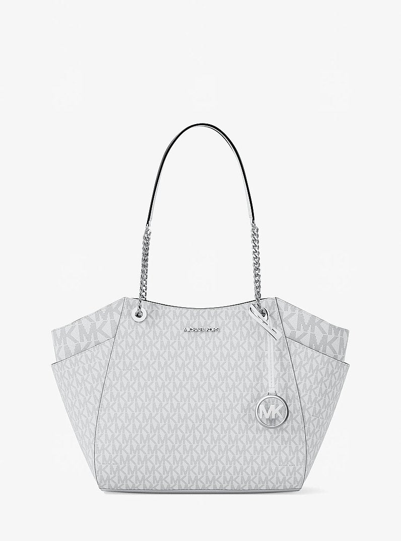 Jet Set Large Signature Logo Shoulder Bag Optic White Optic White