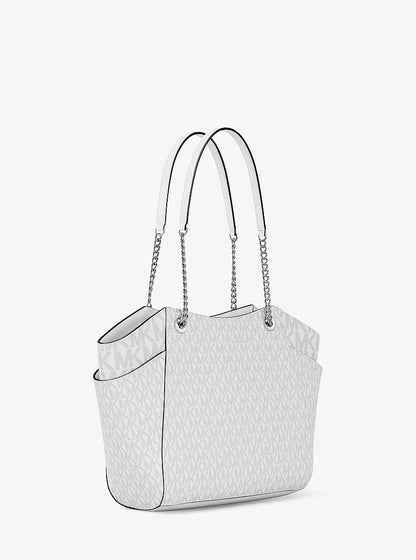 Jet Set Large Signature Logo Shoulder Bag Optic White Optic White