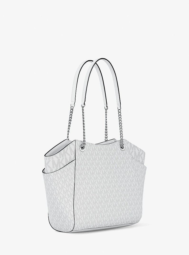 Jet Set Large Signature Logo Shoulder Bag Optic White Optic White