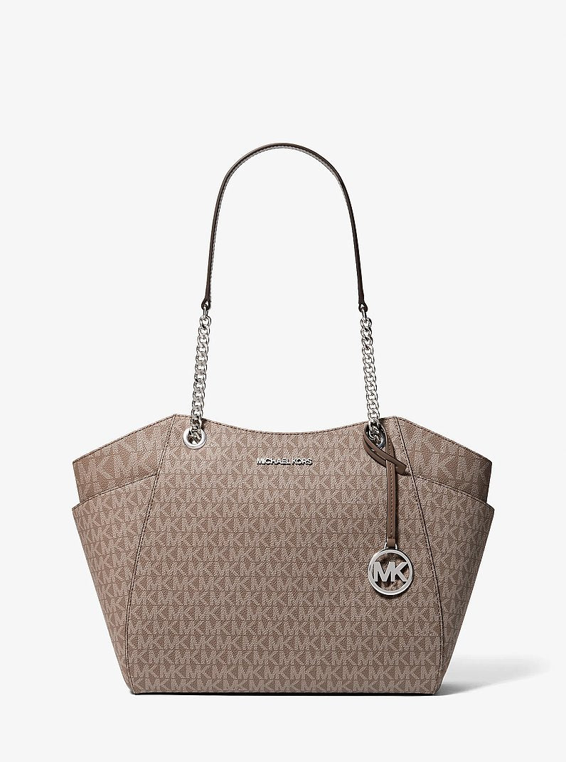 Jet Set Large Signature Logo Shoulder Bag Mushroom Mushroom