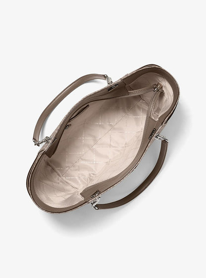 Jet Set Large Signature Logo Shoulder Bag Mushroom Mushroom