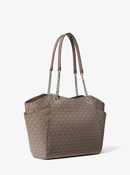 Jet Set Large Signature Logo Shoulder Bag Mushroom Mushroom