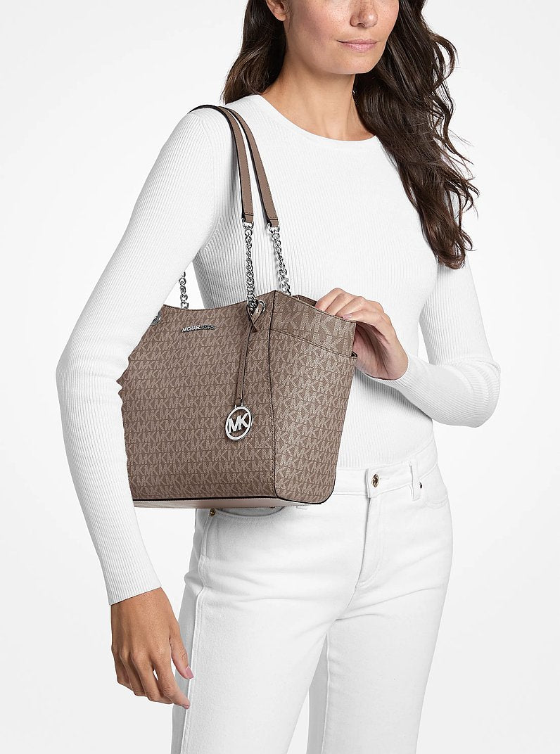 Jet Set Large Signature Logo Shoulder Bag Mushroom Mushroom