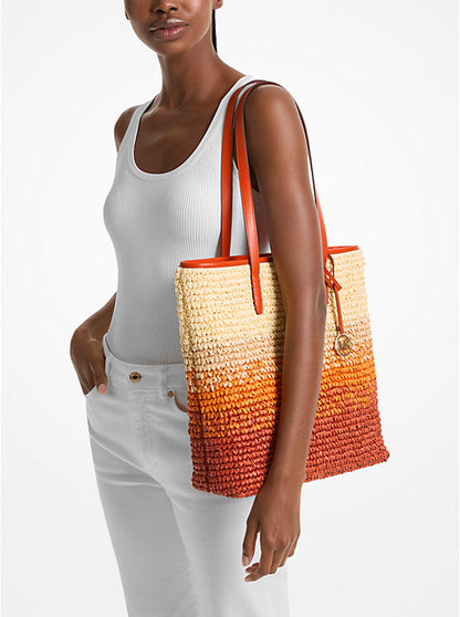 The Michael Ombr Straw Tote Bag Red Clay