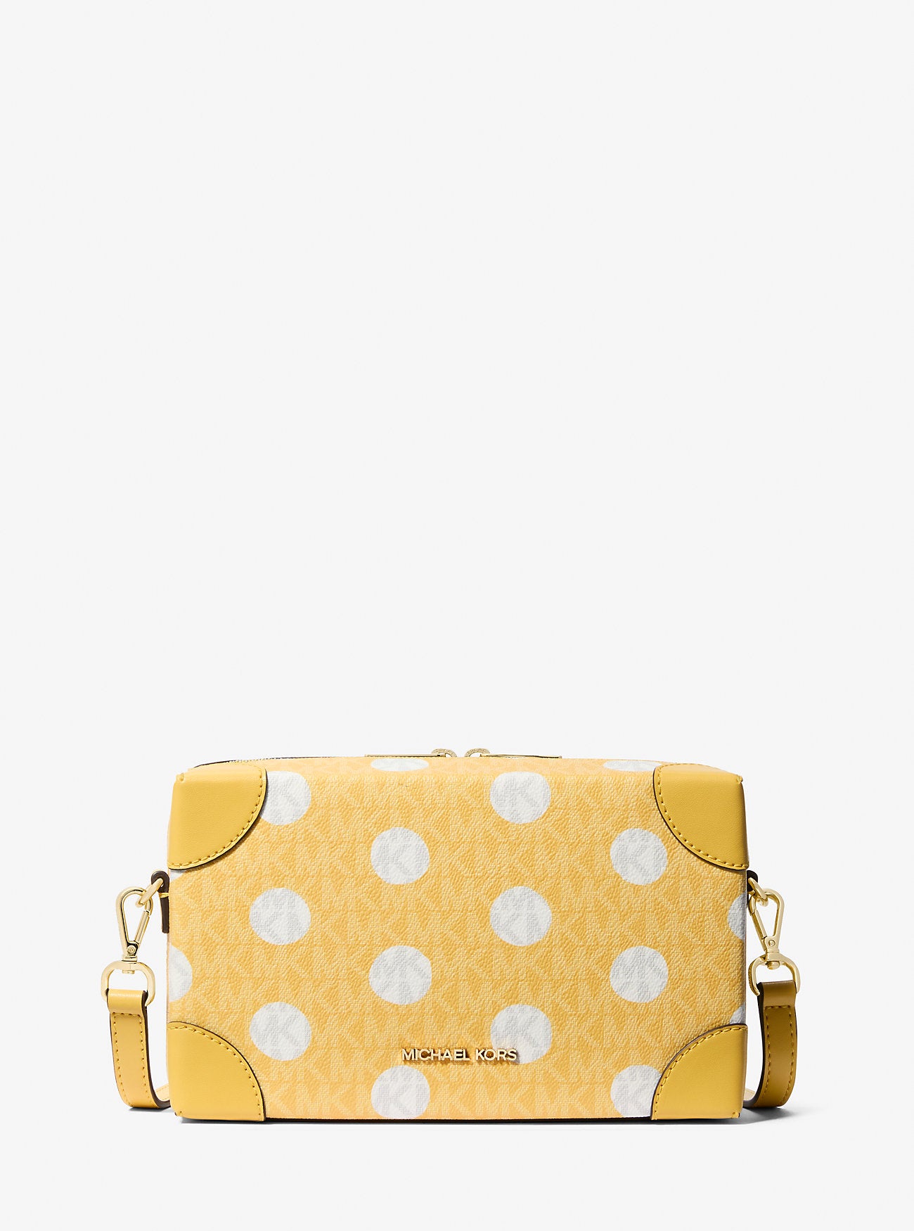 Jeanie Small Polka Dot Signature Logo Trunk Crossbody Bag Daisy Yellow Daisy Yellow