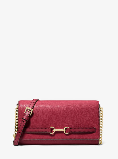 Carson Large Pebbled Leather Convertible Crossbody Bag Cherry Cherry