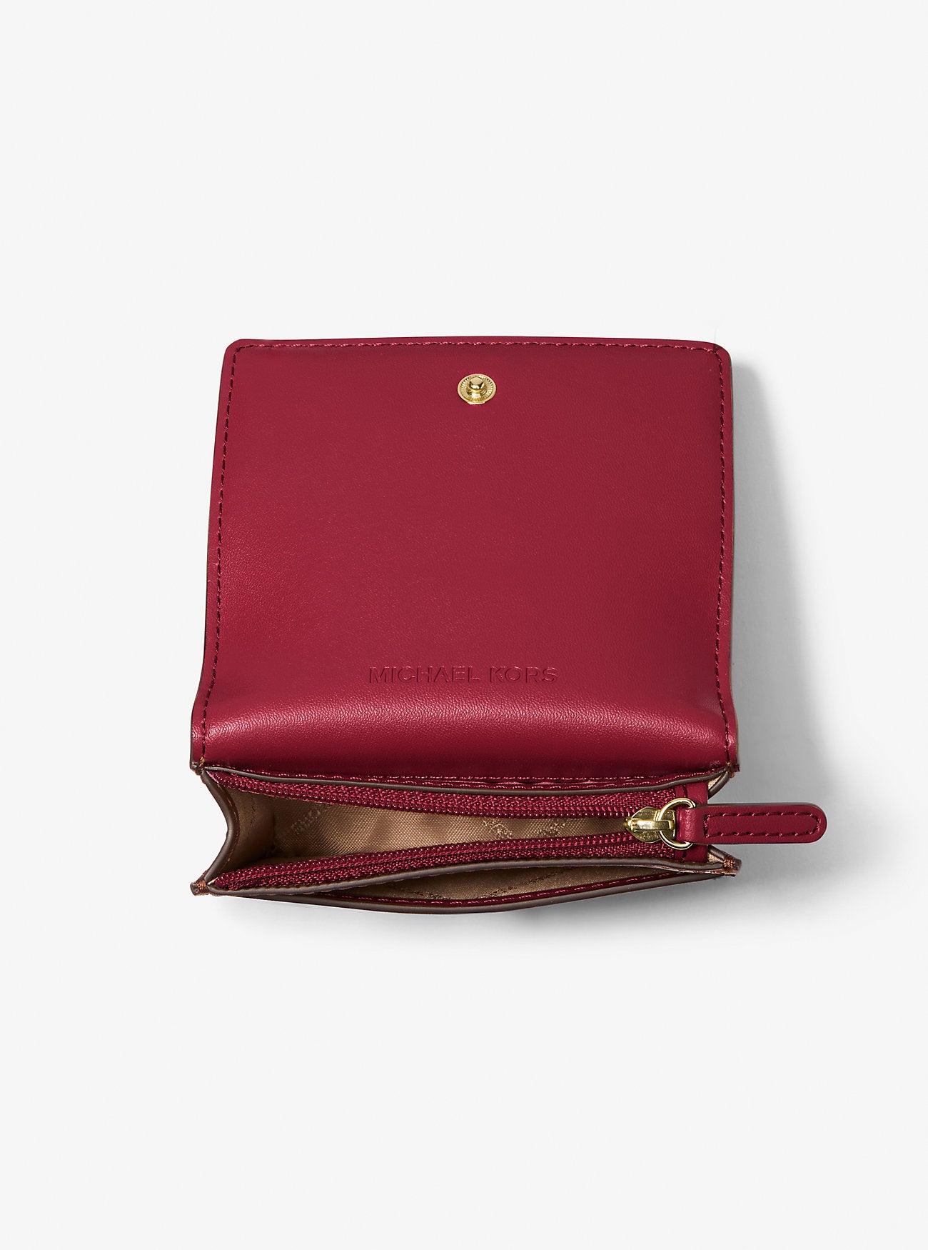 Carson Small Pebbled Leather Wallet Cherry Cherry