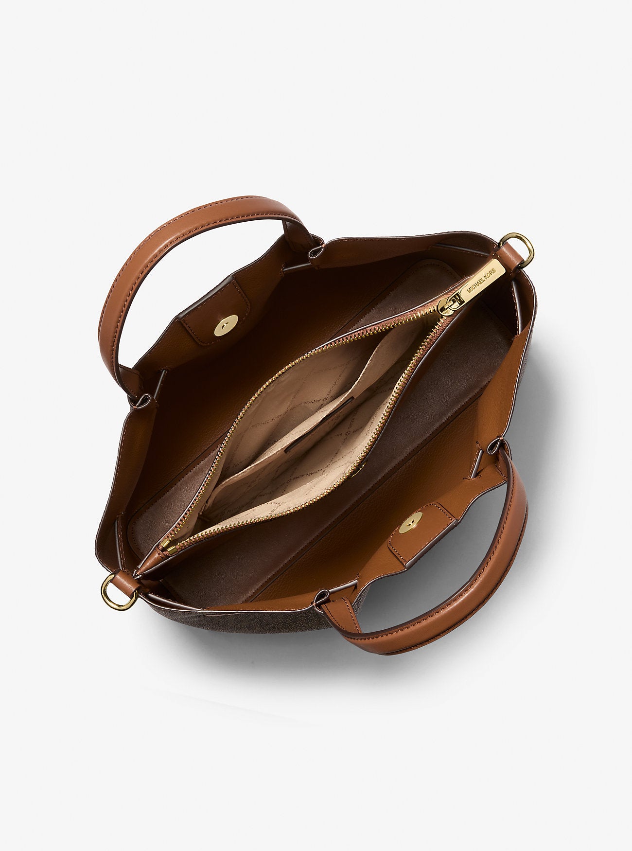 Carson Medium Signature Logo Satchel Brown Brown