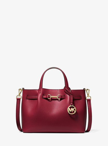 Carson Small Pebbled Leather Satchel Cherry Cherry