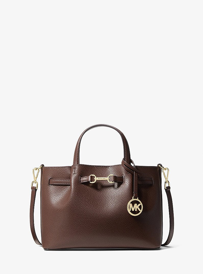 Carson Small Pebbled Leather Satchel Nutmeg Nutmeg